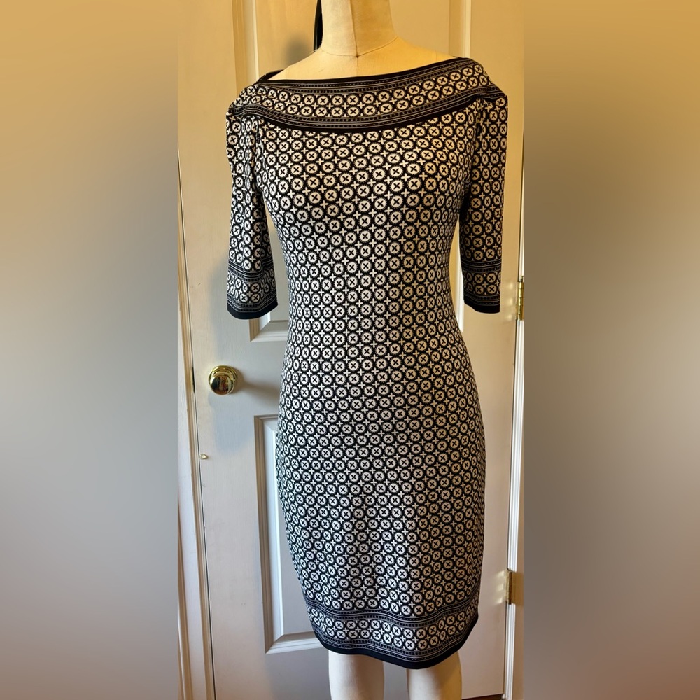 Elegant Black and White Patterned Dress